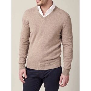 PETER MILLAR | Men's 100% Pure Cashmere V-Neck Sweater in Tan | Sz XL